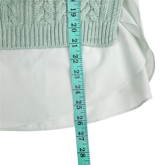 MOTH Ella Overlay Seafoam Green Cable Knit Layered Sweater Size Medium - Picture 7 of 7